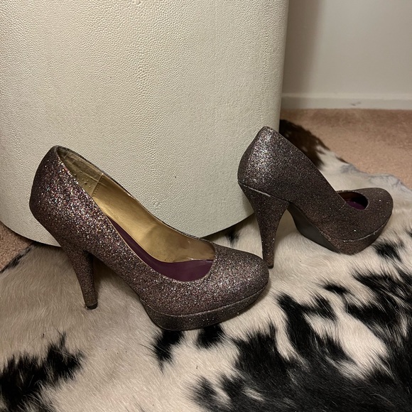 Madden Girl Multi Colored Glitter Stacked Heels - Picture 9 of 12